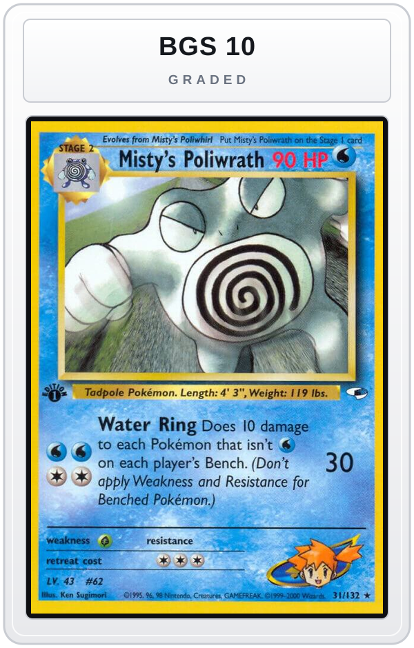 Graded - Misty's Poliwrath — BGS 10 graded overlay
