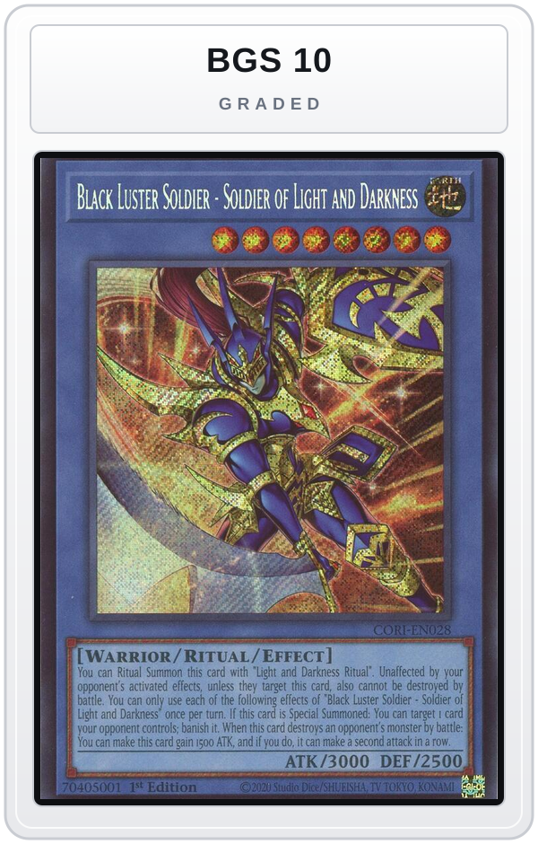 Graded - Black Luster Soldier - Soldier of Light and Darkness (Secret Rare) — BGS 10 graded overlay
