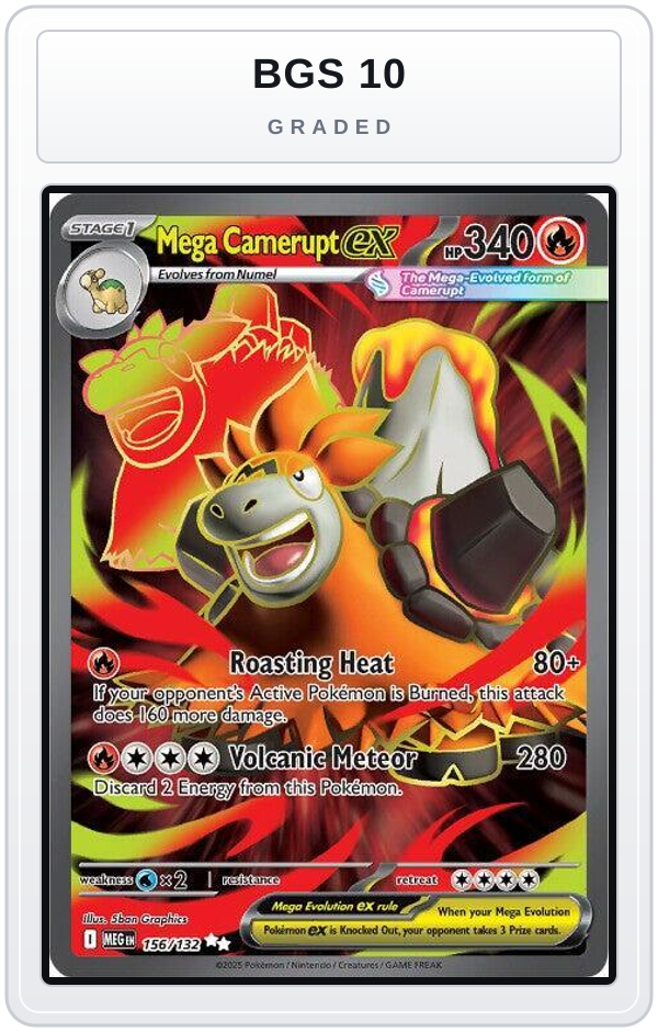 Graded - Mega Camerupt ex - 156/132 — BGS 10 graded overlay