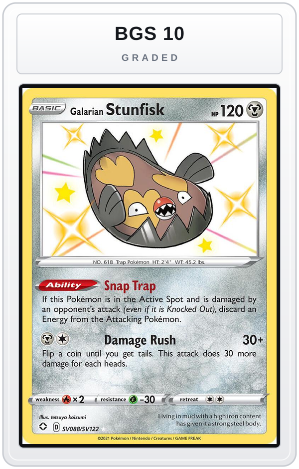 Graded - Galarian Stunfisk — BGS 10 graded overlay