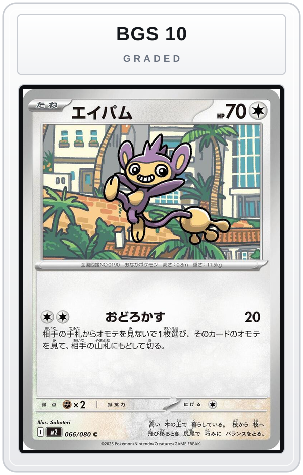 Graded - Aipom — BGS 10 graded overlay