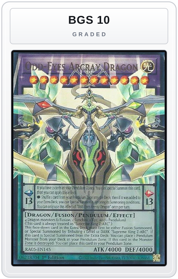Graded - Odd-Eyes Arcray Dragon — BGS 10 graded overlay
