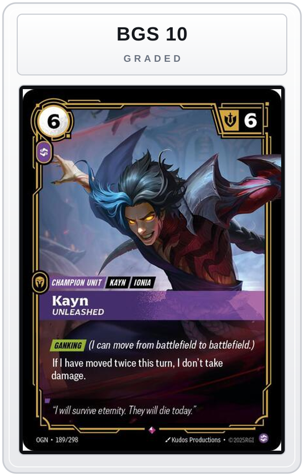 Graded - Kayn - Unleashed — BGS 10 graded overlay