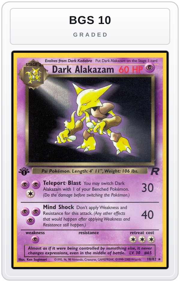 Graded - Dark Alakazam (18) — BGS 10 graded overlay