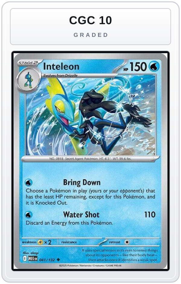 Graded - Inteleon - 041/132 — CGC 10 graded overlay