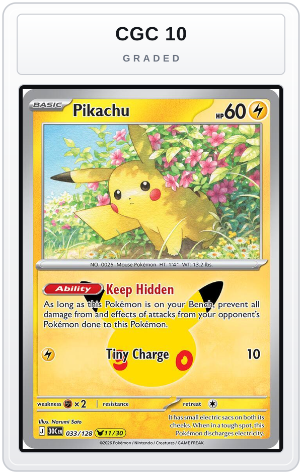 Graded - Pikachu - 033/128 — CGC 10 graded overlay