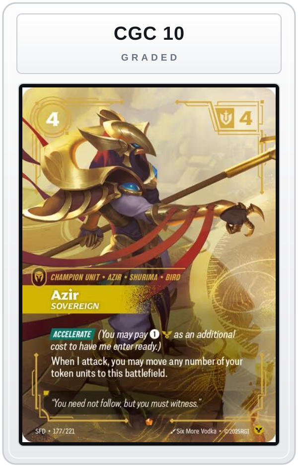 Graded - Azir - Sovereign — CGC 10 graded overlay