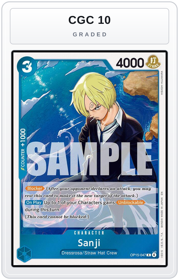 Graded - Sanji (OP15-047) — CGC 10 graded overlay