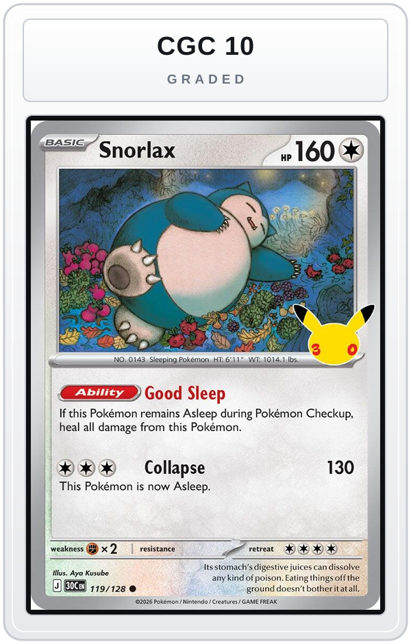 Graded - Snorlax — CGC 10 graded overlay