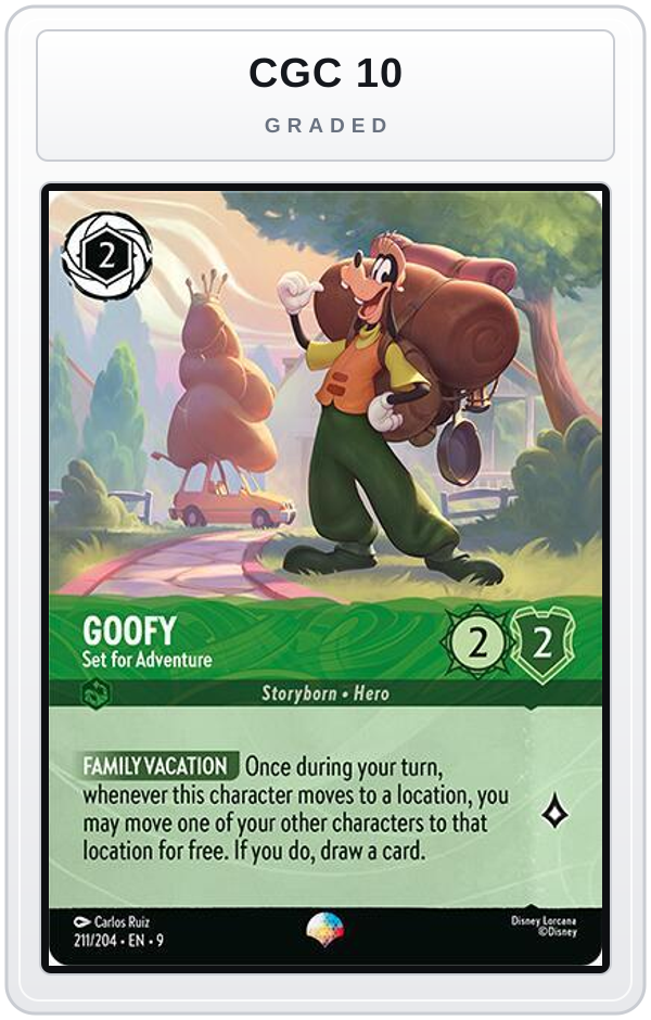 Graded - Goofy - Set for Adventure (Epic) — CGC 10 graded overlay