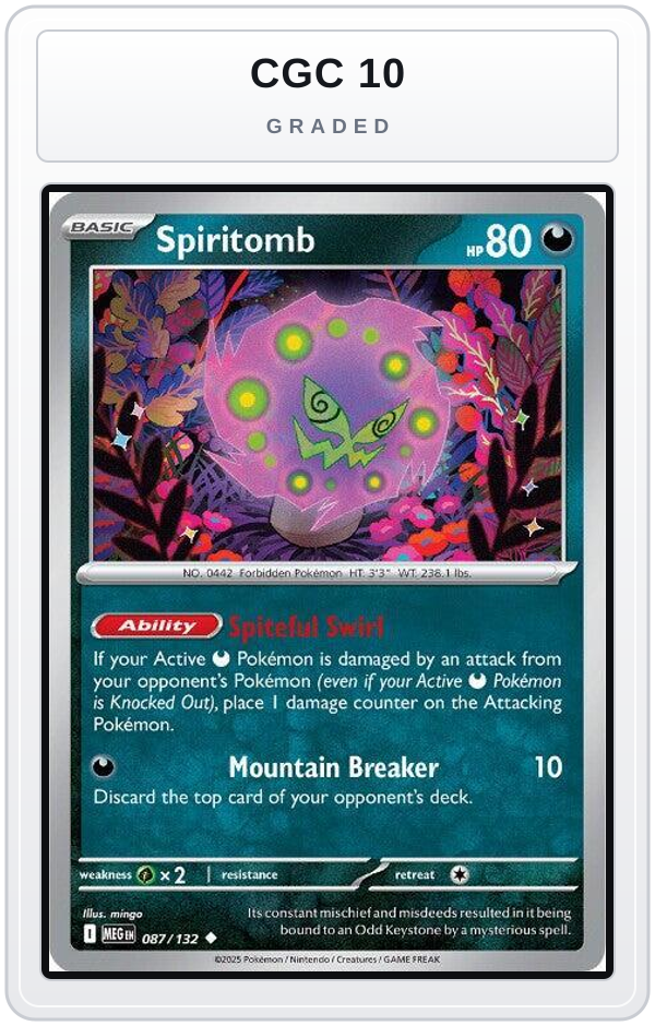 Graded - Spiritomb - 087/132 — CGC 10 graded overlay