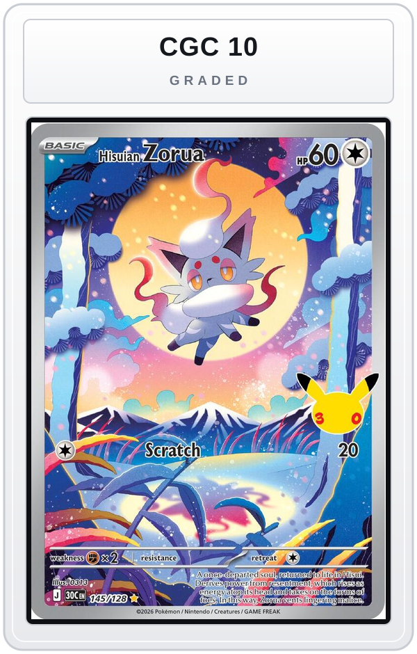 Graded - Hisuian Zorua — CGC 10 graded overlay