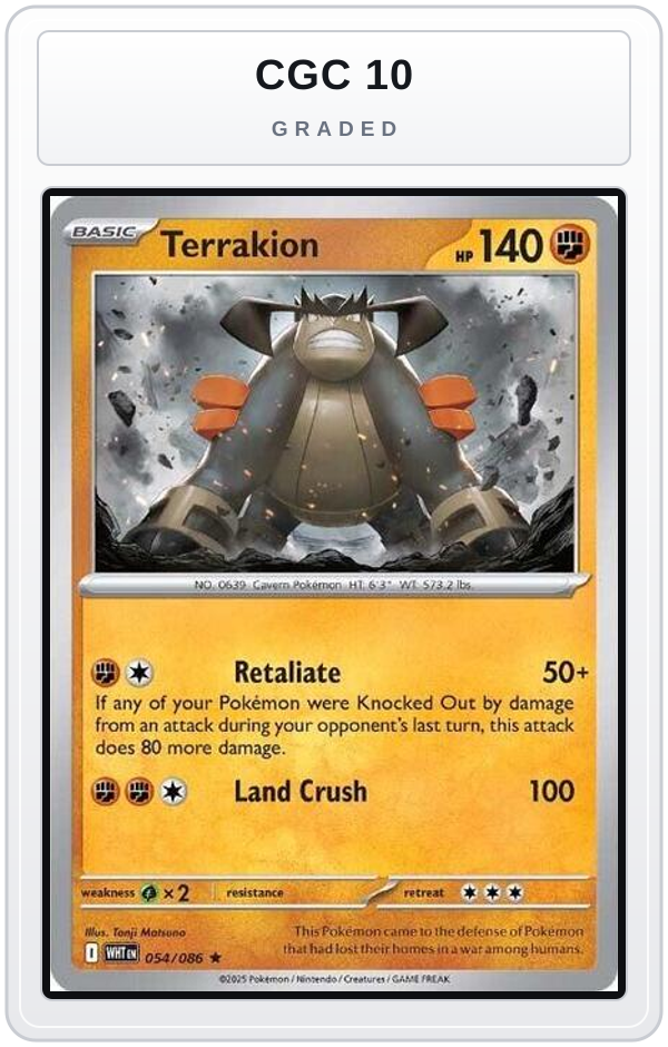 Graded - Terrakion — CGC 10 graded overlay