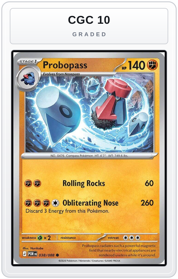 Graded - Probopass - 038/088 — CGC 10 graded overlay