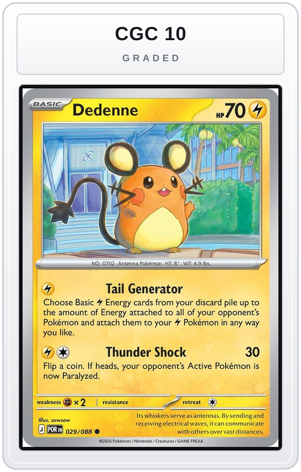 Graded - Dedenne - 029/088 — CGC 10 graded overlay