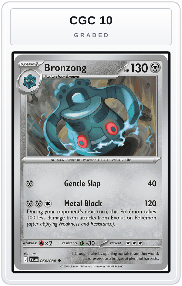 Graded - Bronzong — CGC 10 graded overlay