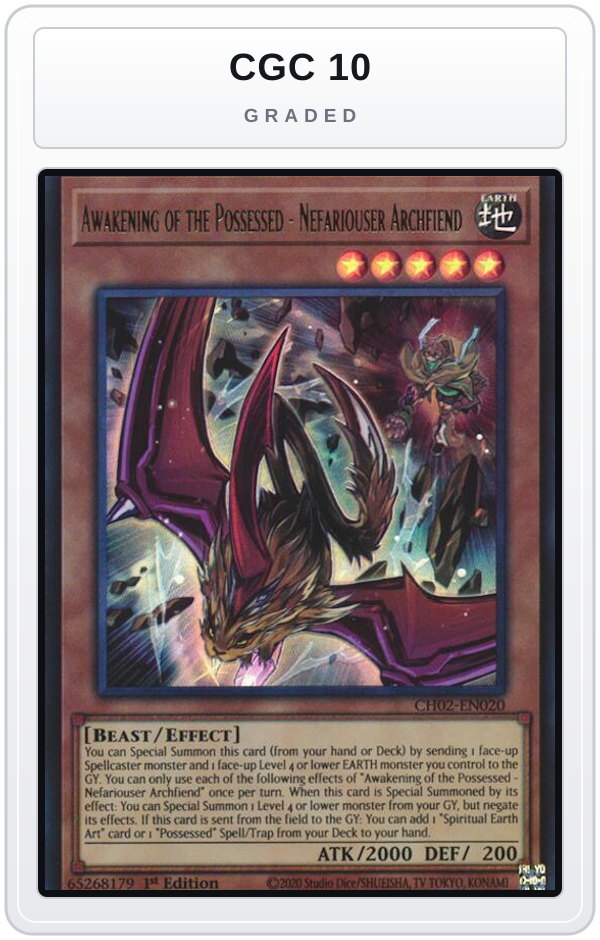 Graded - Awakening of the Possessed - Nefariouser Archfiend — CGC 10 graded overlay