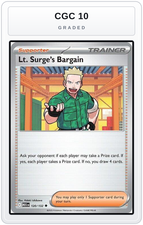 Graded - Lt. Surge's Bargain - 120/132 — CGC 10 graded overlay