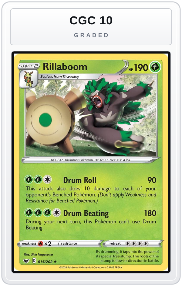 Graded - Rillaboom (015) — CGC 10 graded overlay