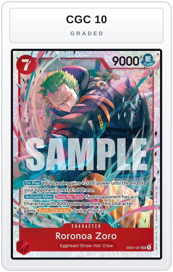 Graded - Roronoa Zoro (EB04-007) — CGC 10 graded overlay
