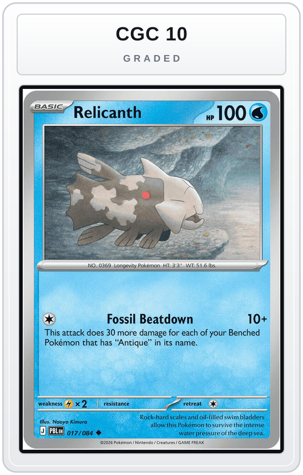 Graded - Relicanth — CGC 10 graded overlay