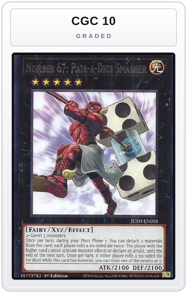 Graded - Number 67: Pair-a-Dice Smasher — CGC 10 graded overlay