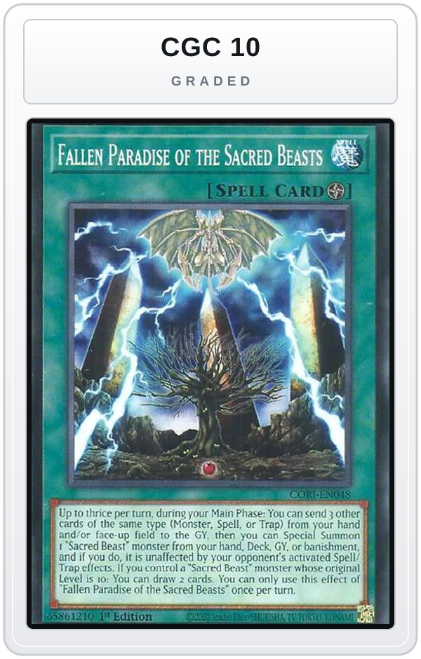 Graded - Fallen Paradise of the Sacred Beasts — CGC 10 graded overlay