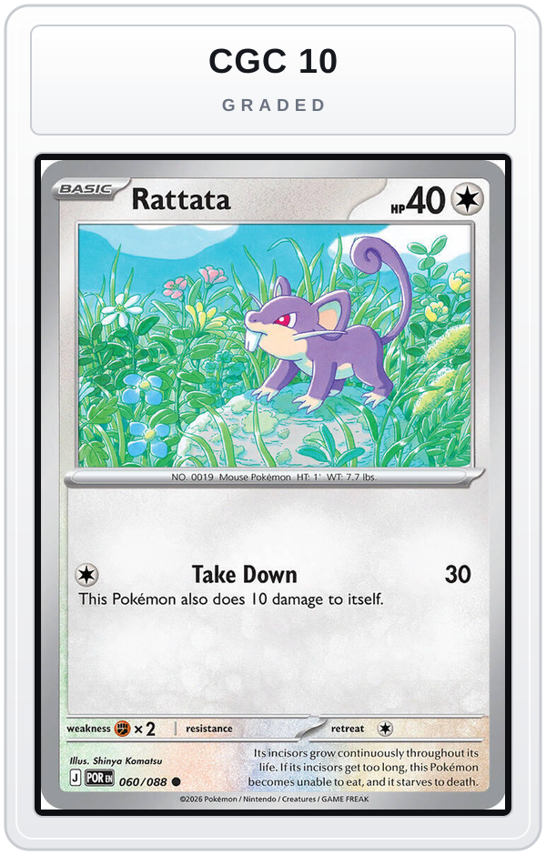 Graded - Rattata — CGC 10 graded overlay