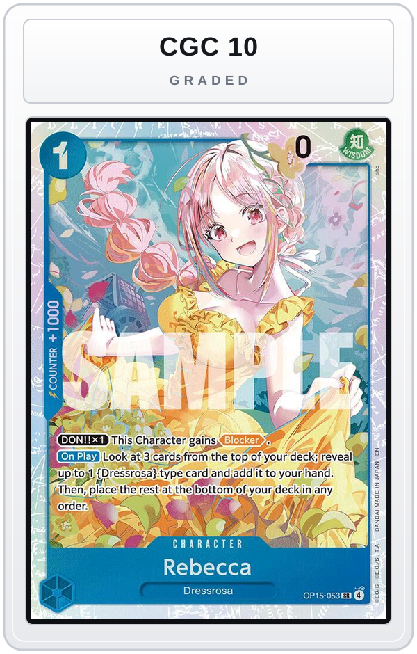 Graded - Rebecca (OP15-053) — CGC 10 graded overlay