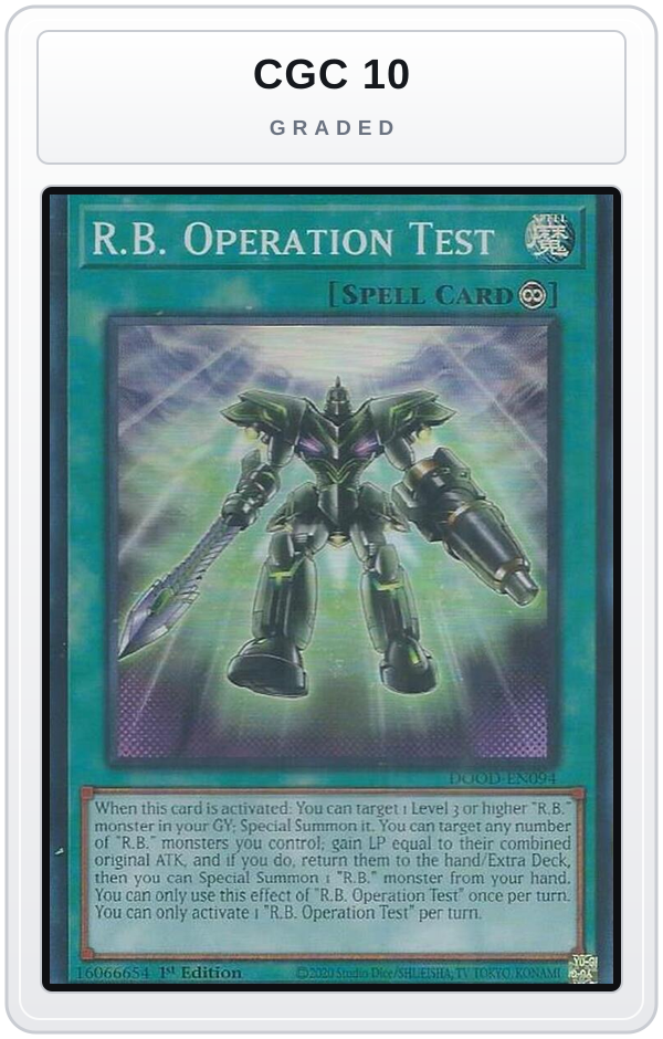 Graded - R.B. Operation Test — CGC 10 graded overlay