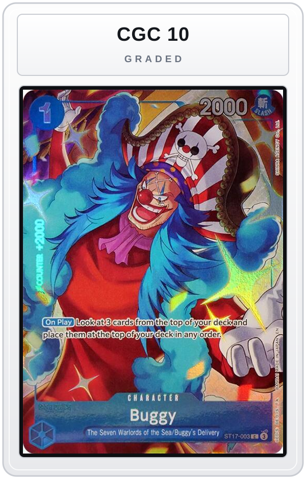 Graded - Buggy (Seven Warlords of the Sea Binder Set) — CGC 10 graded overlay