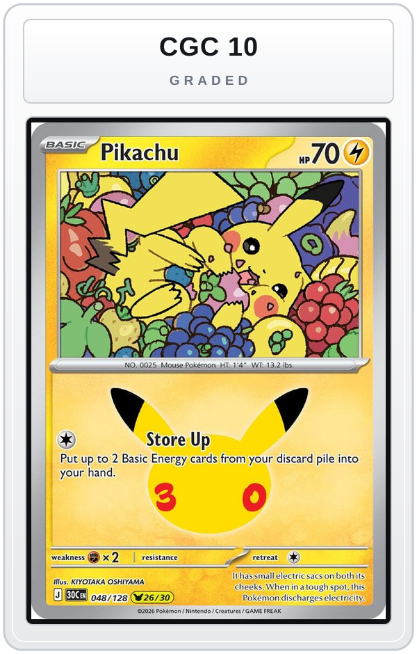Graded - Pikachu - 048/128 — CGC 10 graded overlay