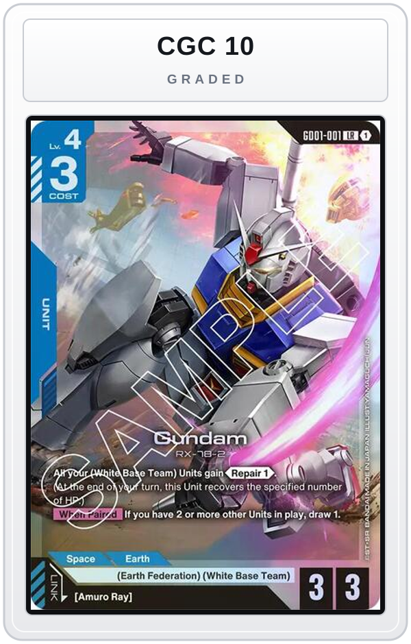 Graded - Gundam (GD01-001) — CGC 10 graded overlay