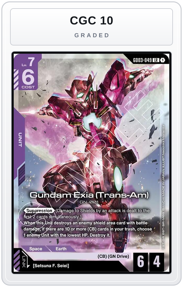 Graded - Gundam Exia (Trans-Am) — CGC 10 graded overlay