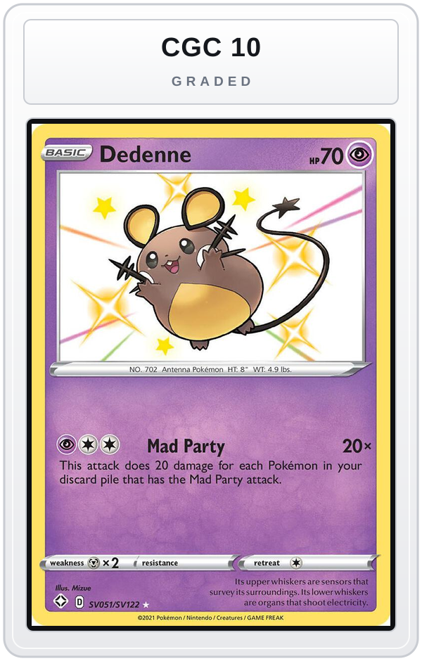 Graded - Dedenne — CGC 10 graded overlay