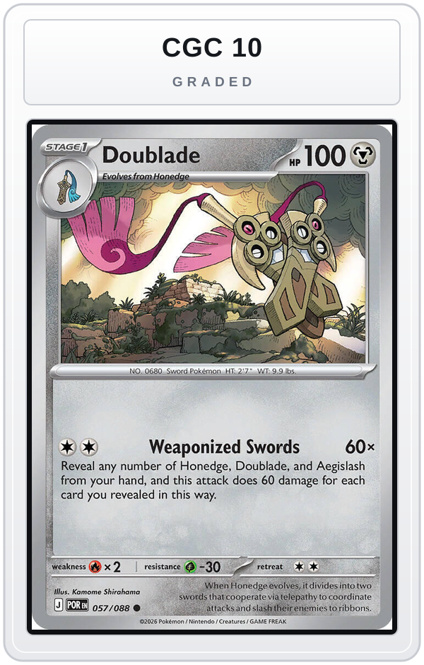 Graded - Doublade - 057/088 — CGC 10 graded overlay