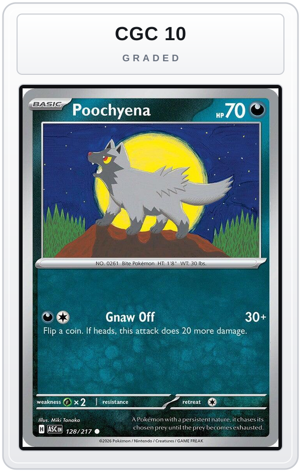 Graded - Poochyena — CGC 10 graded overlay