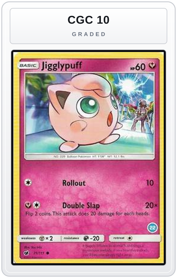 Graded - Jigglypuff (22) — CGC 10 graded overlay