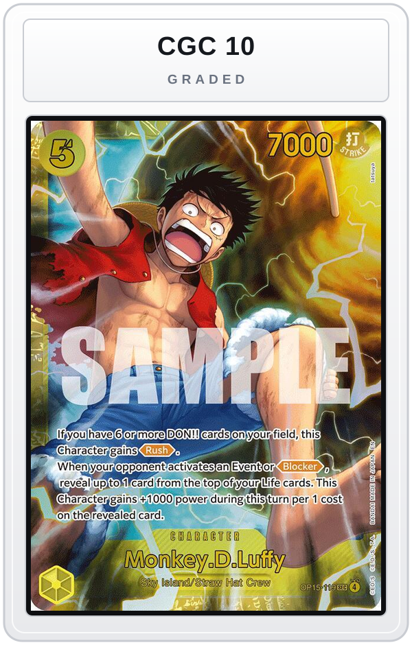 Graded - Monkey.D.Luffy (OP15-119) — CGC 10 graded overlay