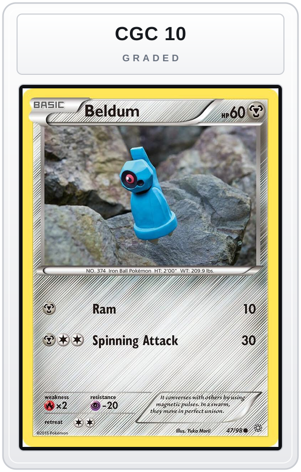 Graded - Beldum — CGC 10 graded overlay