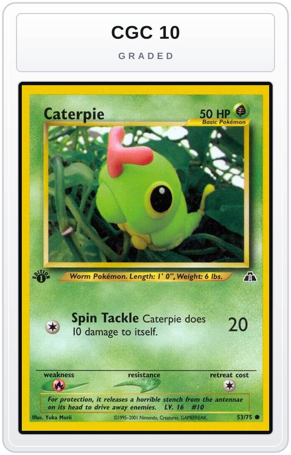 Graded - Caterpie — CGC 10 graded overlay