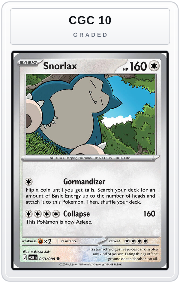 Graded - Snorlax — CGC 10 graded overlay