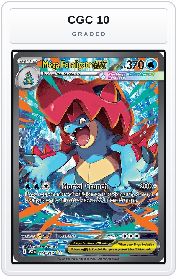 Graded - Mega Feraligatr ex - 274/217 — CGC 10 graded overlay