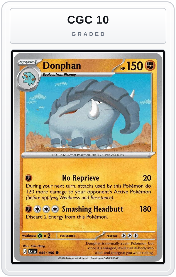 Graded - Donphan — CGC 10 graded overlay