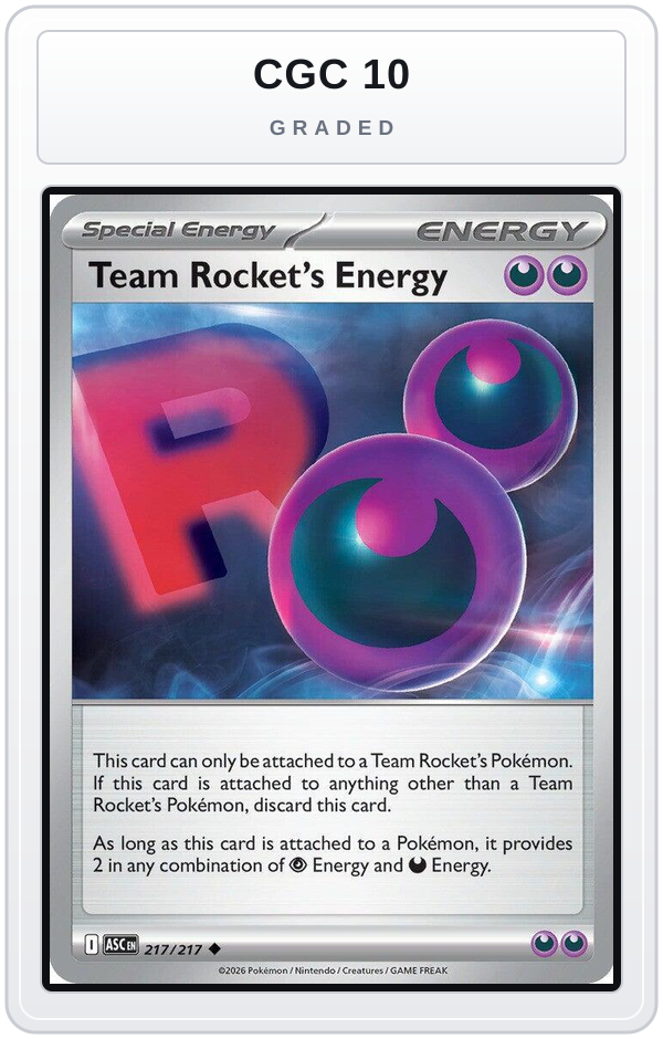 Graded - Team Rocket's Energy — CGC 10 graded overlay