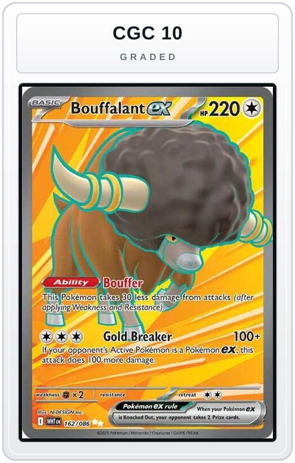 Graded - Bouffalant ex - 162/086 — CGC 10 graded overlay