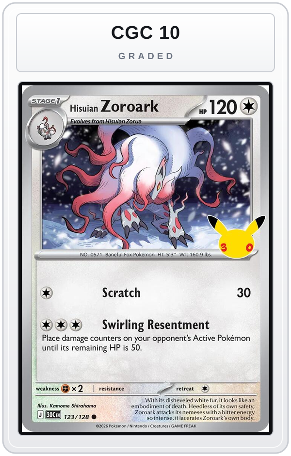 Graded - Hisuian Zoroark — CGC 10 graded overlay