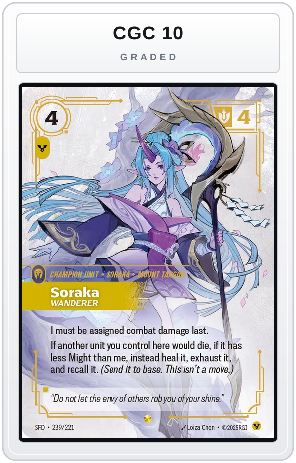 Graded - Soraka - Wanderer (Overnumbered) — CGC 10 graded overlay