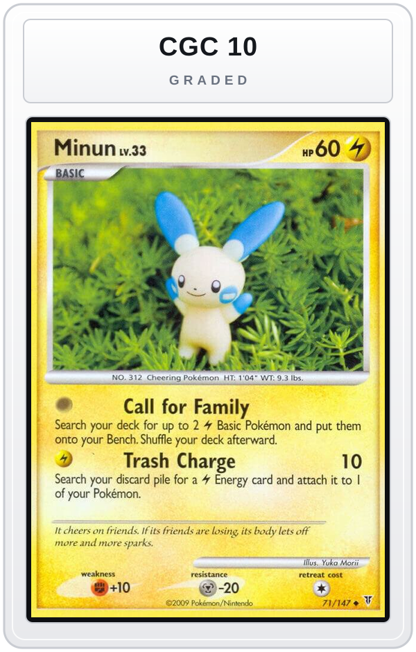 Graded - Minun — CGC 10 graded overlay