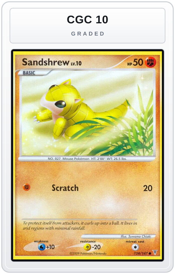 Graded - Sandshrew — CGC 10 graded overlay